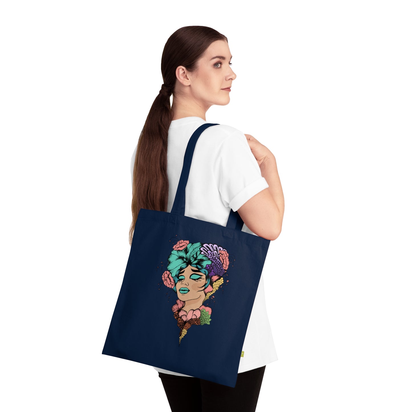 Chic Floral Organic Cotton Tote Bag, Eco-Friendly Shopping Bag, Cute Reusable Tote, Everyday Love Tote, Gift for Her