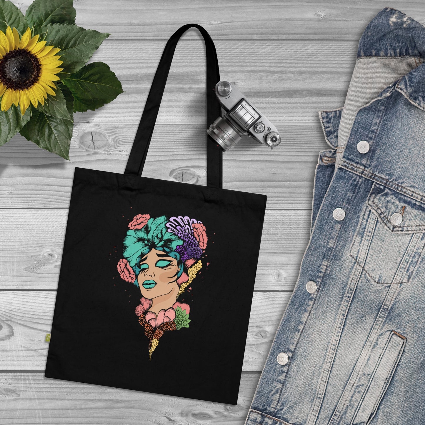 Chic Floral Organic Cotton Tote Bag, Eco-Friendly Shopping Bag, Cute Reusable Tote, Everyday Love Tote, Gift for Her