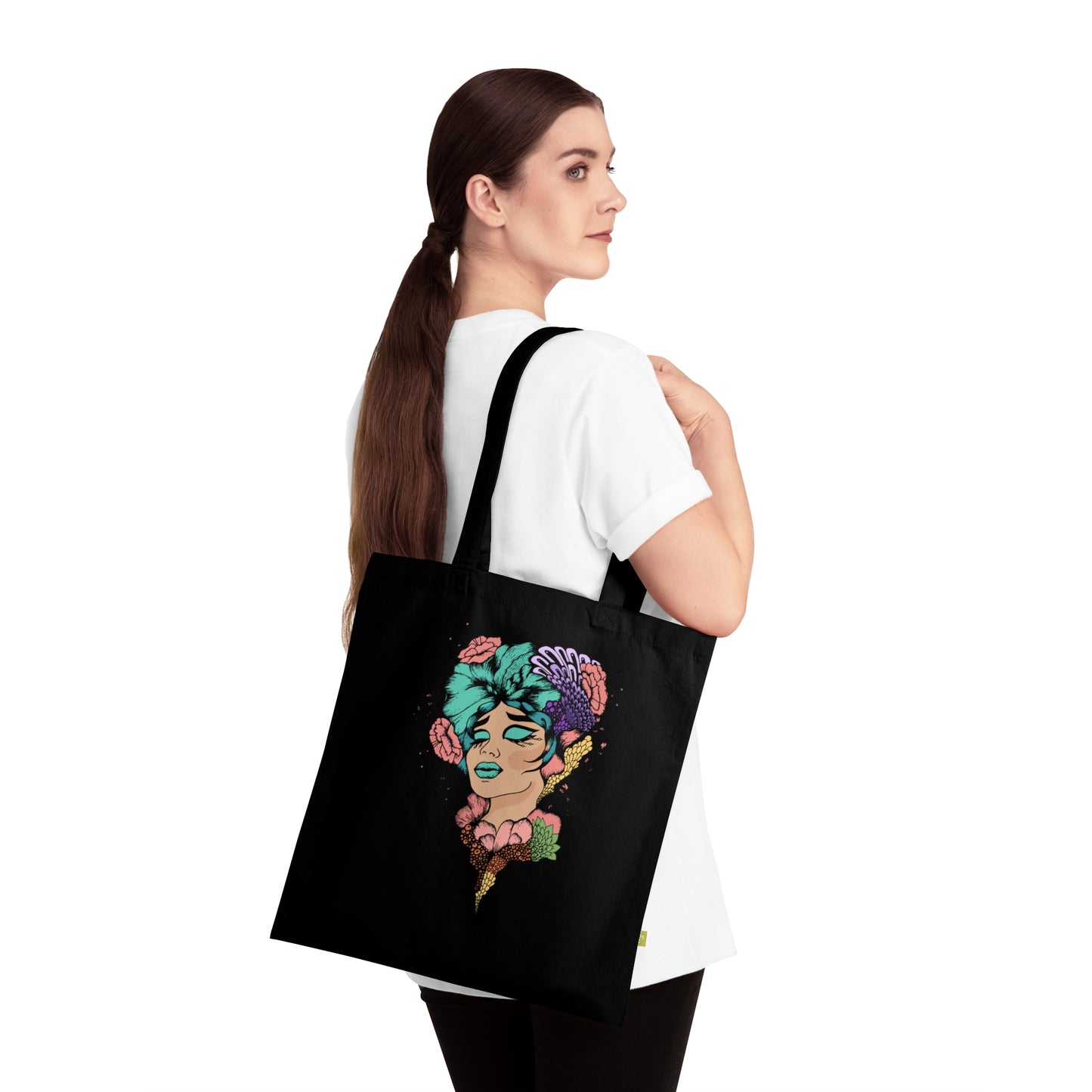 Chic Floral Organic Cotton Tote Bag, Eco-Friendly Shopping Bag, Cute Reusable Tote, Everyday Love Tote, Gift for Her