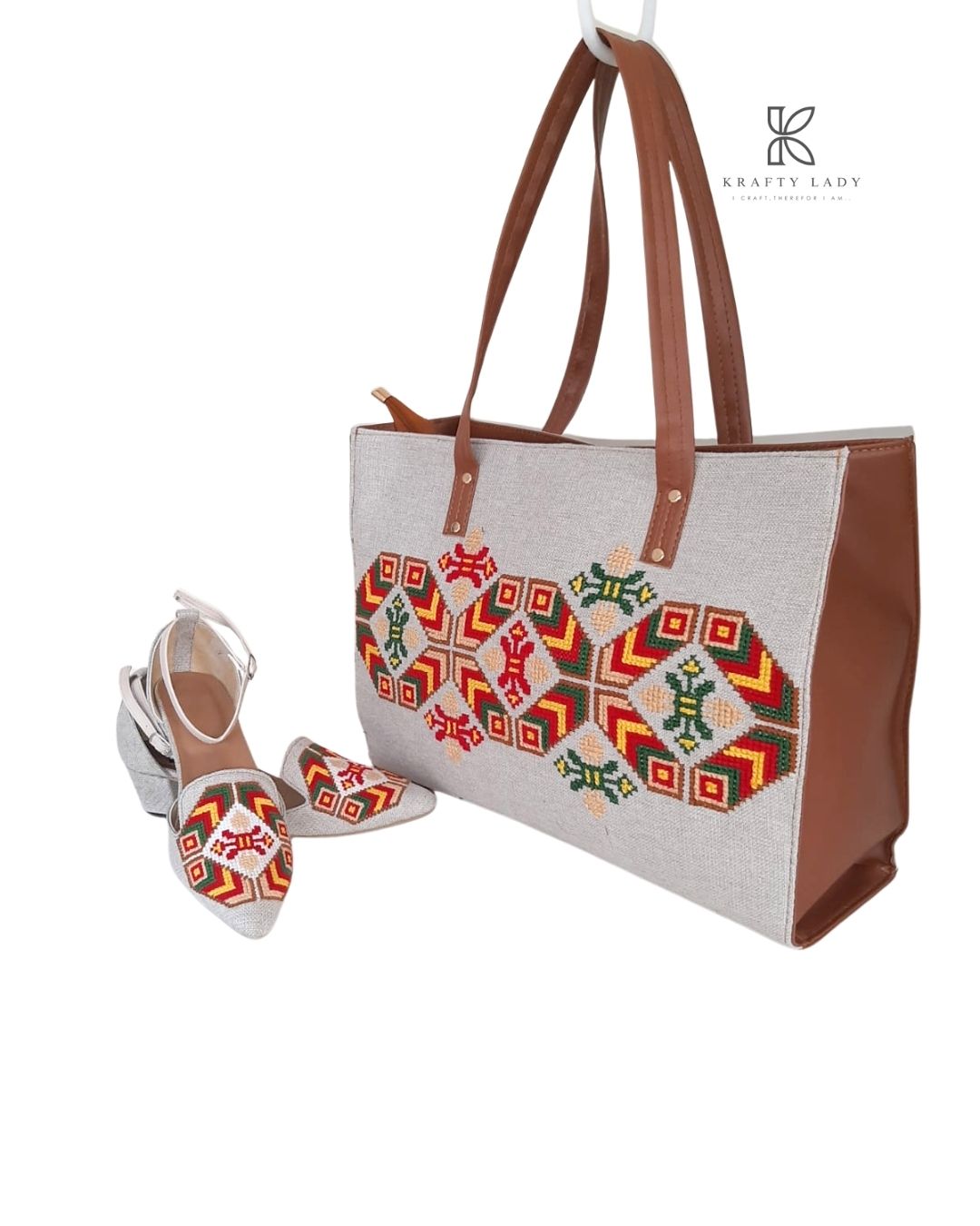 Canvas Embroidery Bag & Shoes - Krafty Lady Signature Set