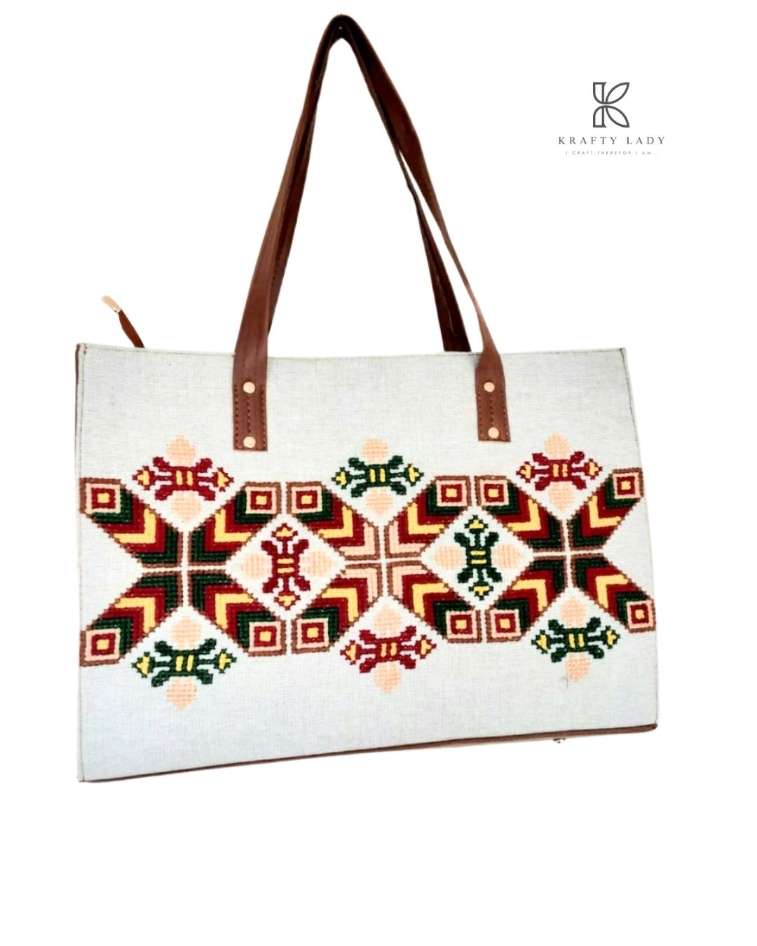 Coffee Leather & Colorful Threadwork - Krafty Lady Heritage