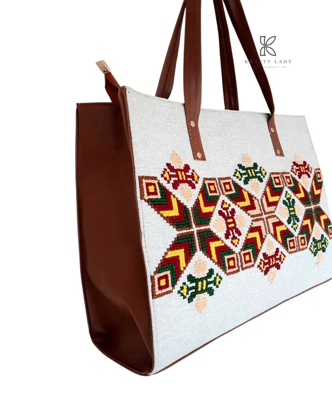 Coffee Leather & Colorful Threadwork - Krafty Lady Heritage
