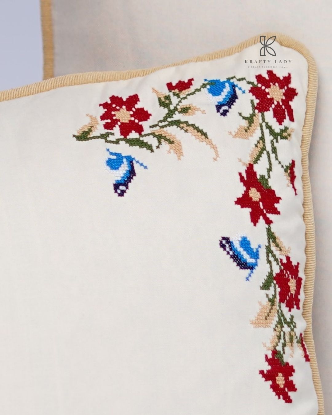Floral Whisper Hand-Embroidered Cushion Pair