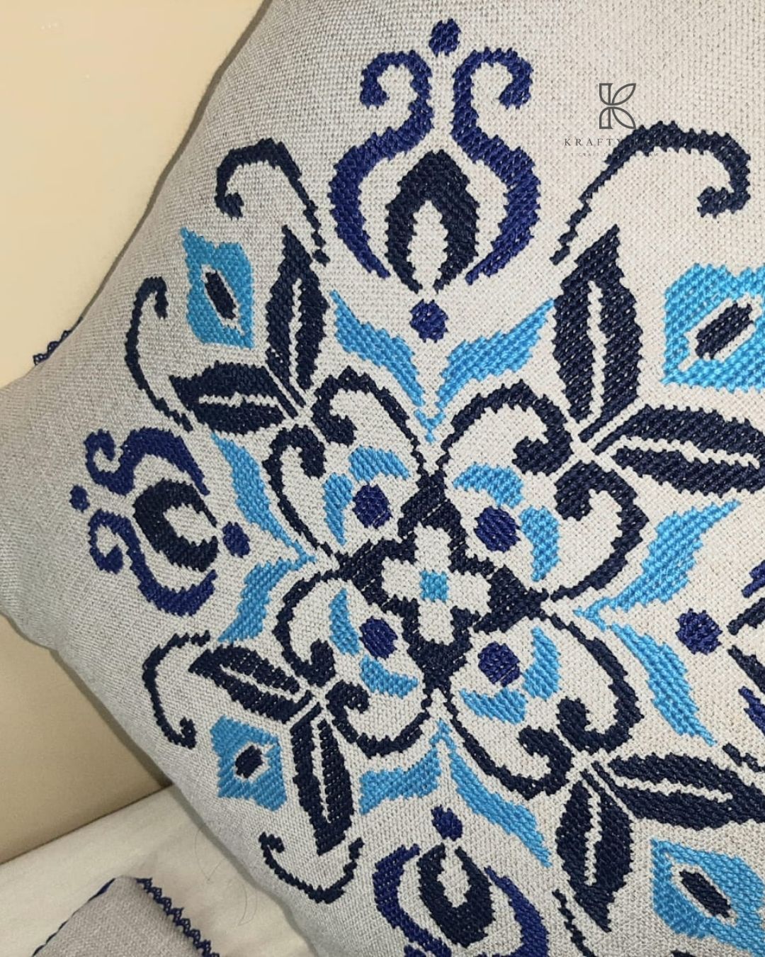 Midnight Blossom Hand-Embroidered Cushion Pair