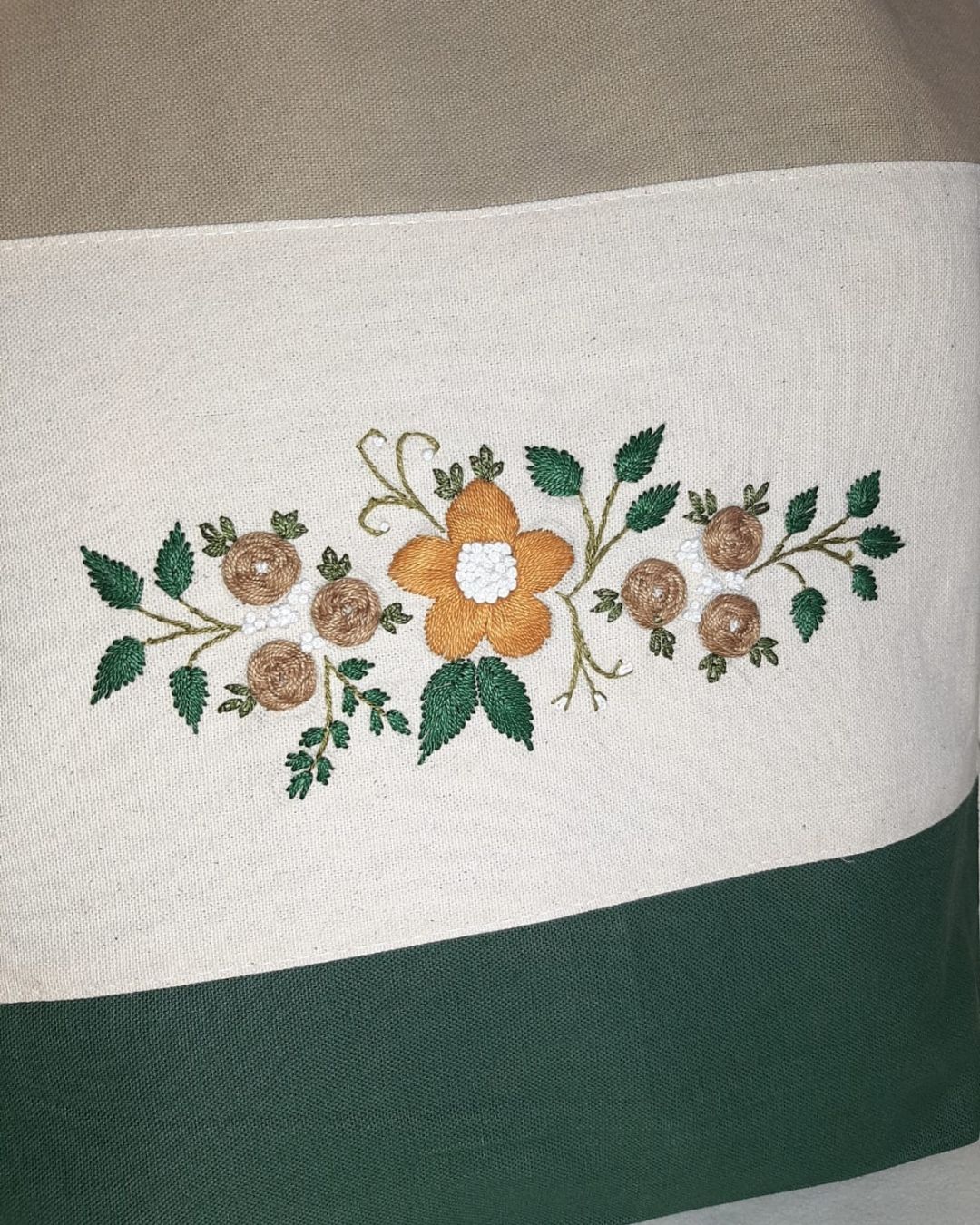 Handmade Embroidered Floral Tote Bag