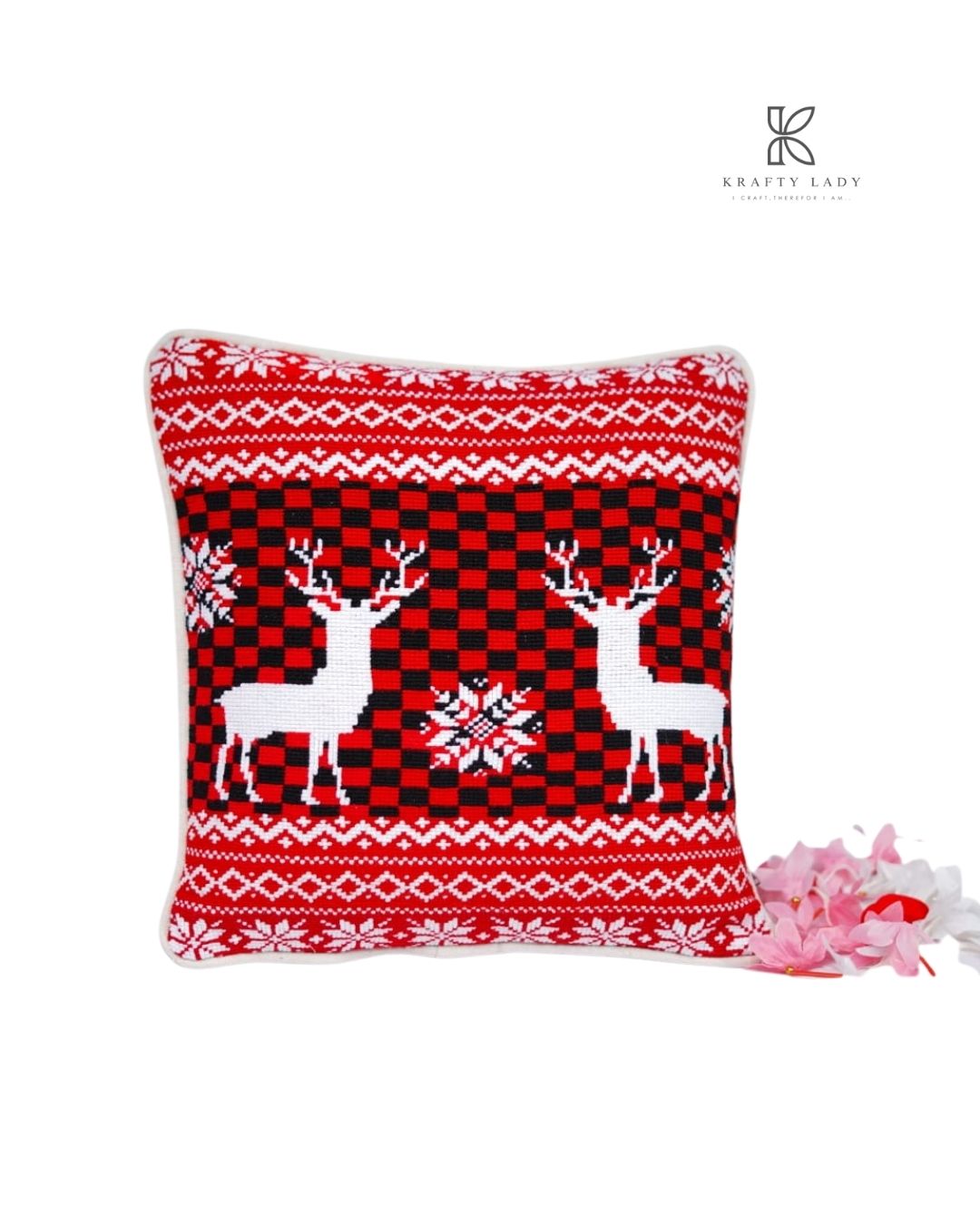 Winter Reindeer Cushion Pair