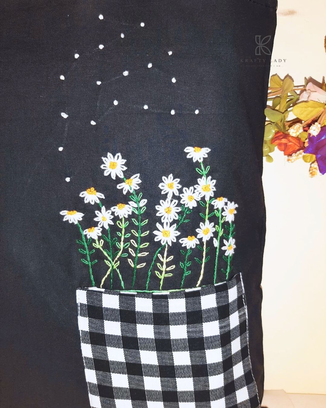 Gingham Garden Embroidered Tote