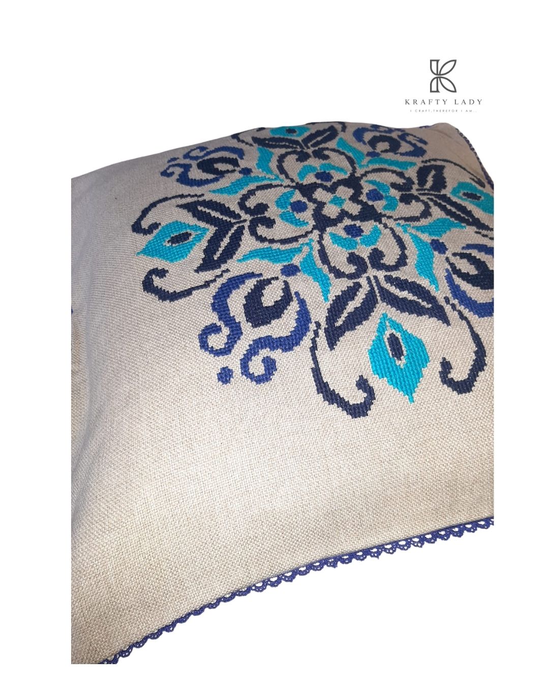 Midnight Blossom Hand-Embroidered Cushion Pair