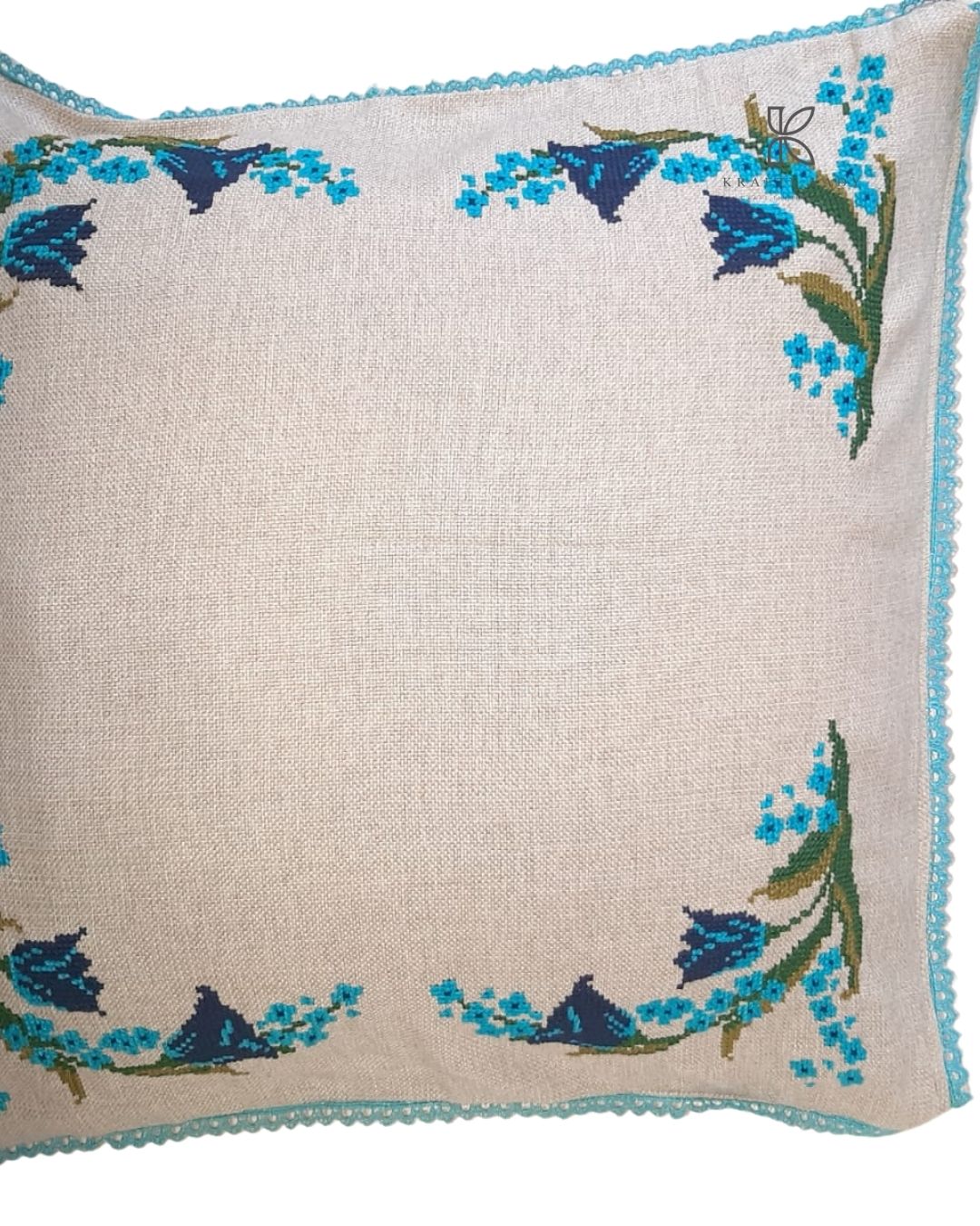 Bluebell Charm Hand-Embroidered Cushion Covers