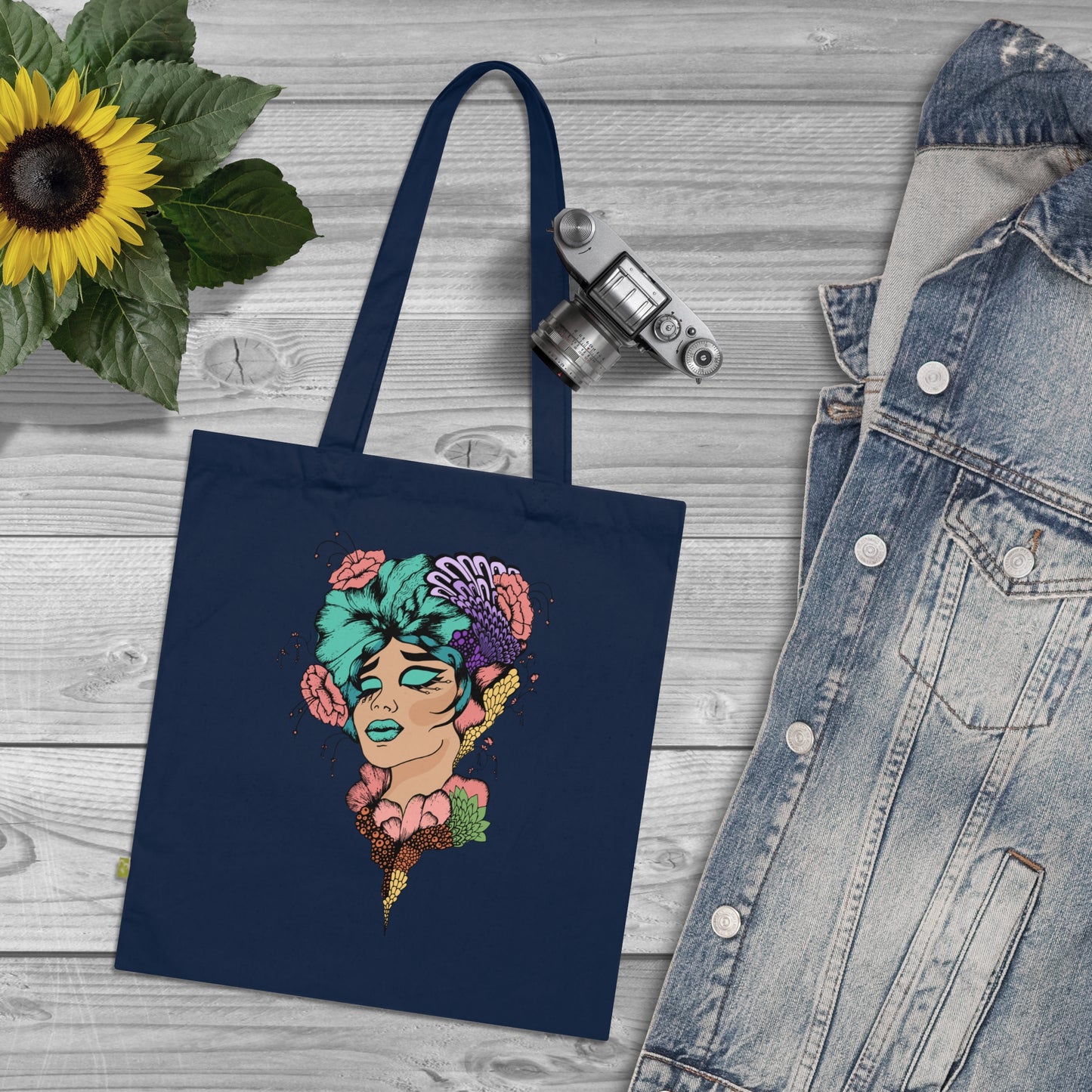Chic Floral Organic Cotton Tote Bag, Eco-Friendly Shopping Bag, Cute Reusable Tote, Everyday Love Tote, Gift for Her