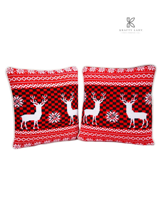 Winter Reindeer Cushion Pair