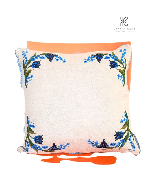 Bluebell Charm Hand-Embroidered Cushion Covers
