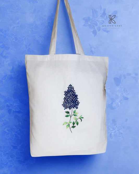 Midnight Bloom – Hand Embroidered Tote Bag