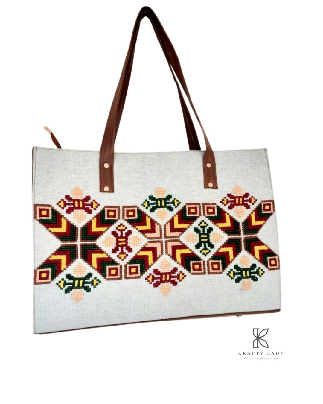 Coffee Leather & Colorful Threadwork - Krafty Lady Heritage