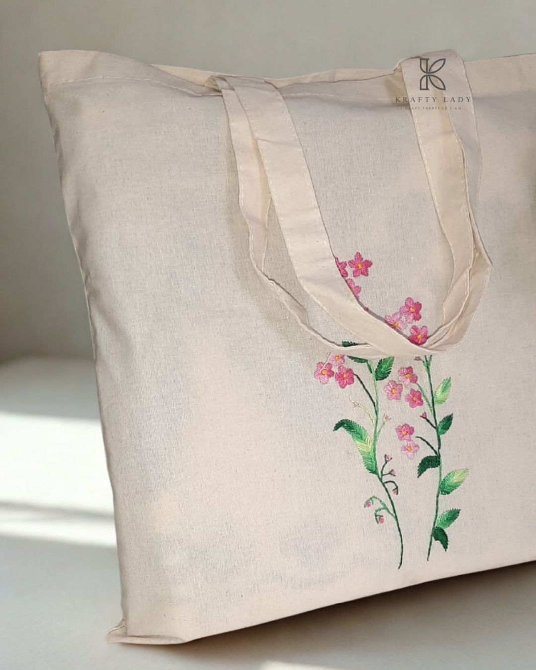 Blossom Charm – Hand Embroidered Tote Bag